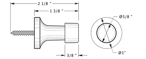 1 1/2 Inch Solid Brass Baseboard Door Bumper