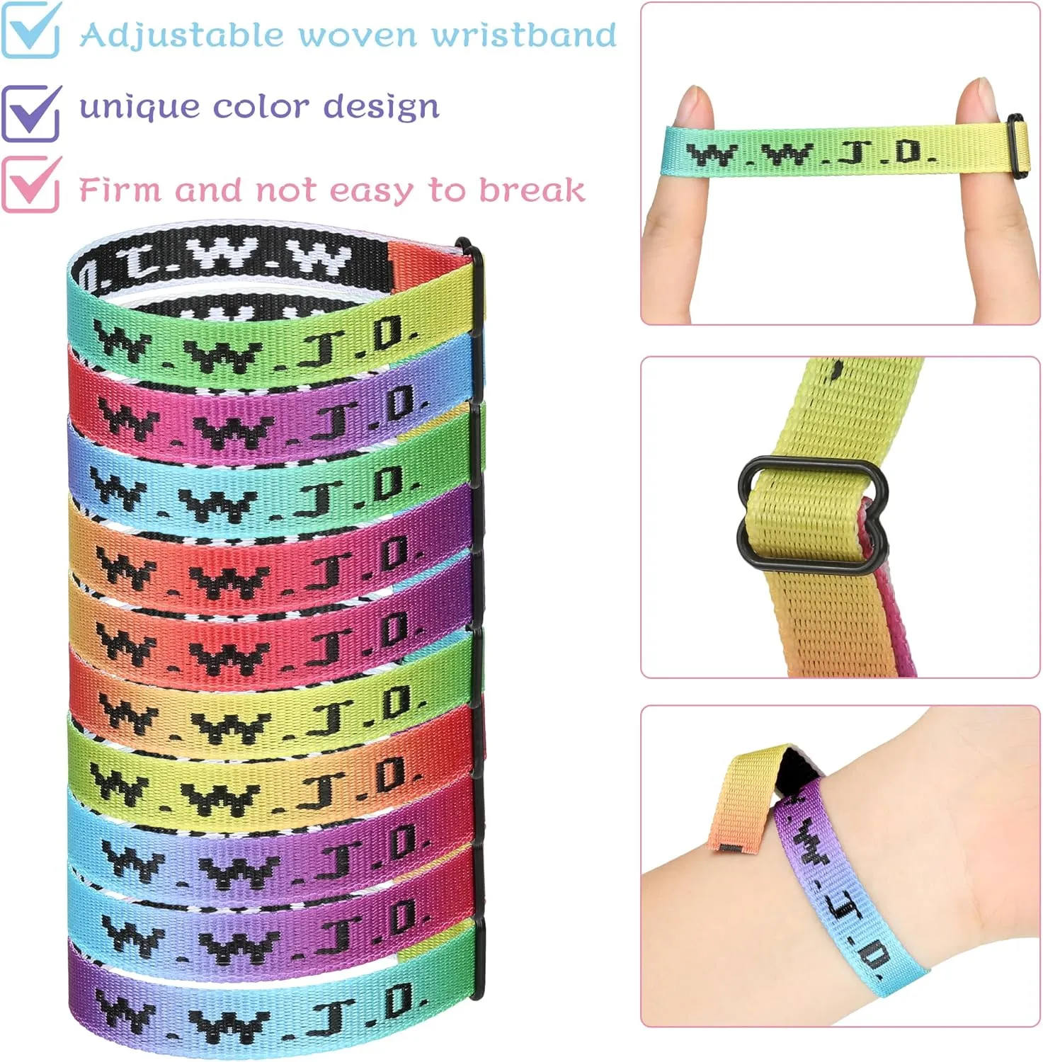10PCS WWJD Christian Bracelet Pack for Women Men, Christian Gifts Wristbands, WWJD Bracelets - What Would Jesus Do Bracelet