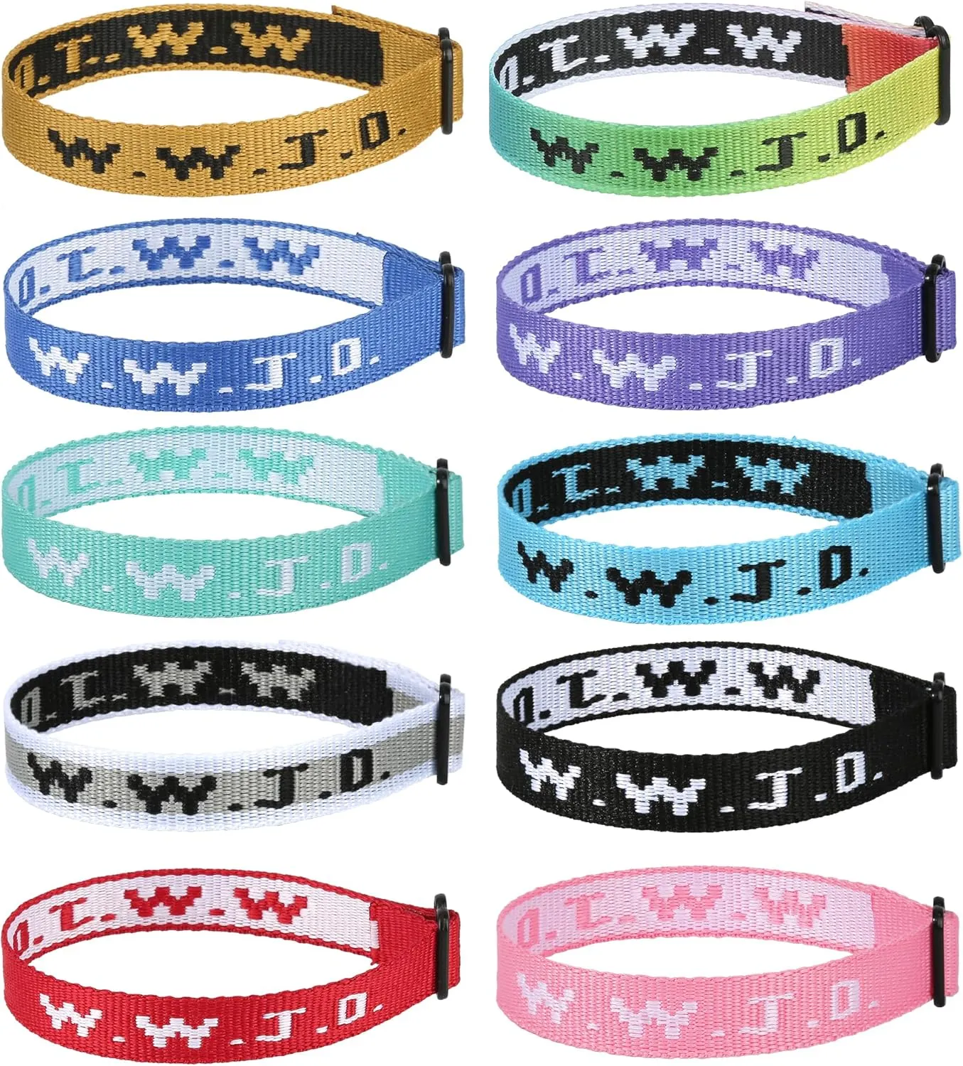 10PCS WWJD Christian Bracelet Pack for Women Men, Christian Gifts Wristbands, WWJD Bracelets - What Would Jesus Do Bracelet
