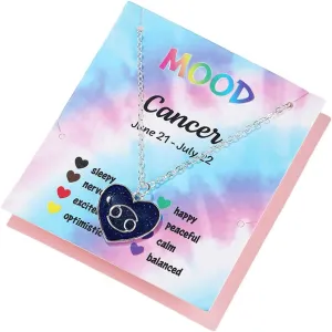 12 Constellation Sign Zodiac Love Heart Shape Pendant Necklace Color Changing Temperature Emotion Sensing Mood for Women Astrology Horoscope BFF Friendship Birthday Jewelry