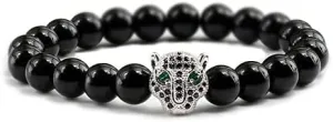 12 Style Bracelet Men Black Lava Healing Balance Beads Reiki Buddha Prayer Natural Stone Yoga Bracelet For Women Leopard Head BR2G8 (Black Light-S 4)
