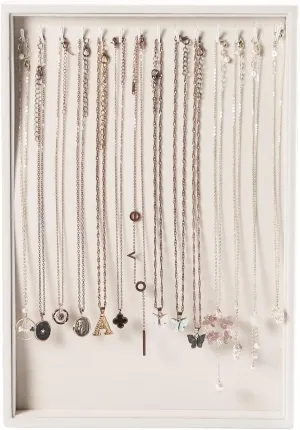 14 Hooks Necklace Holder Organizer Tray,Beige Velvet Necklace Storage Jewelry Displays for Selling.