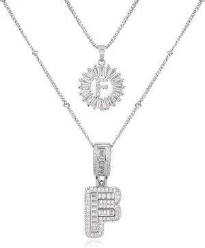 14K Gold Plated Alphabet Necklace Cubic Zirconia Letter Pendant, Personalized Name Jewelry Gift for Women, Customizable A-Z, Birthday/Mothers Day Gifts for Womens