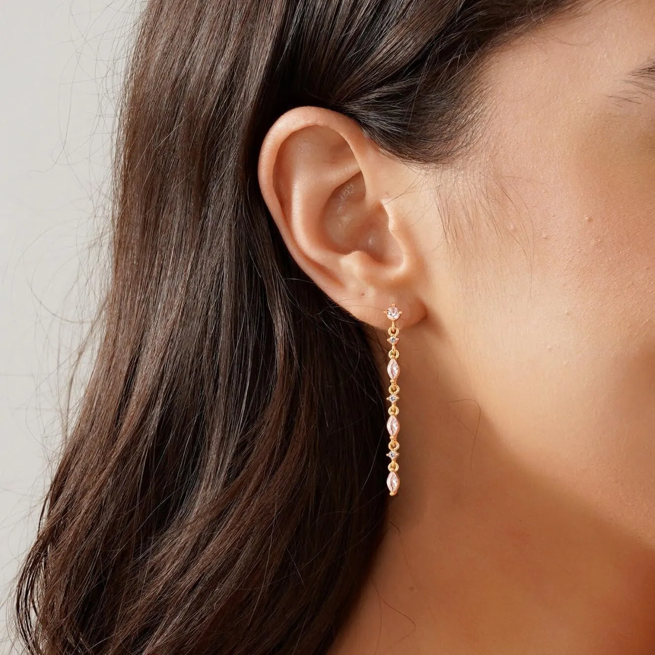 14K Gold Plated Butterfly Dangle Earrings for Women - Dainty, Trendy, Hypoallergenic CZ Drop Earrings - Simple Long Dangling Jewelry