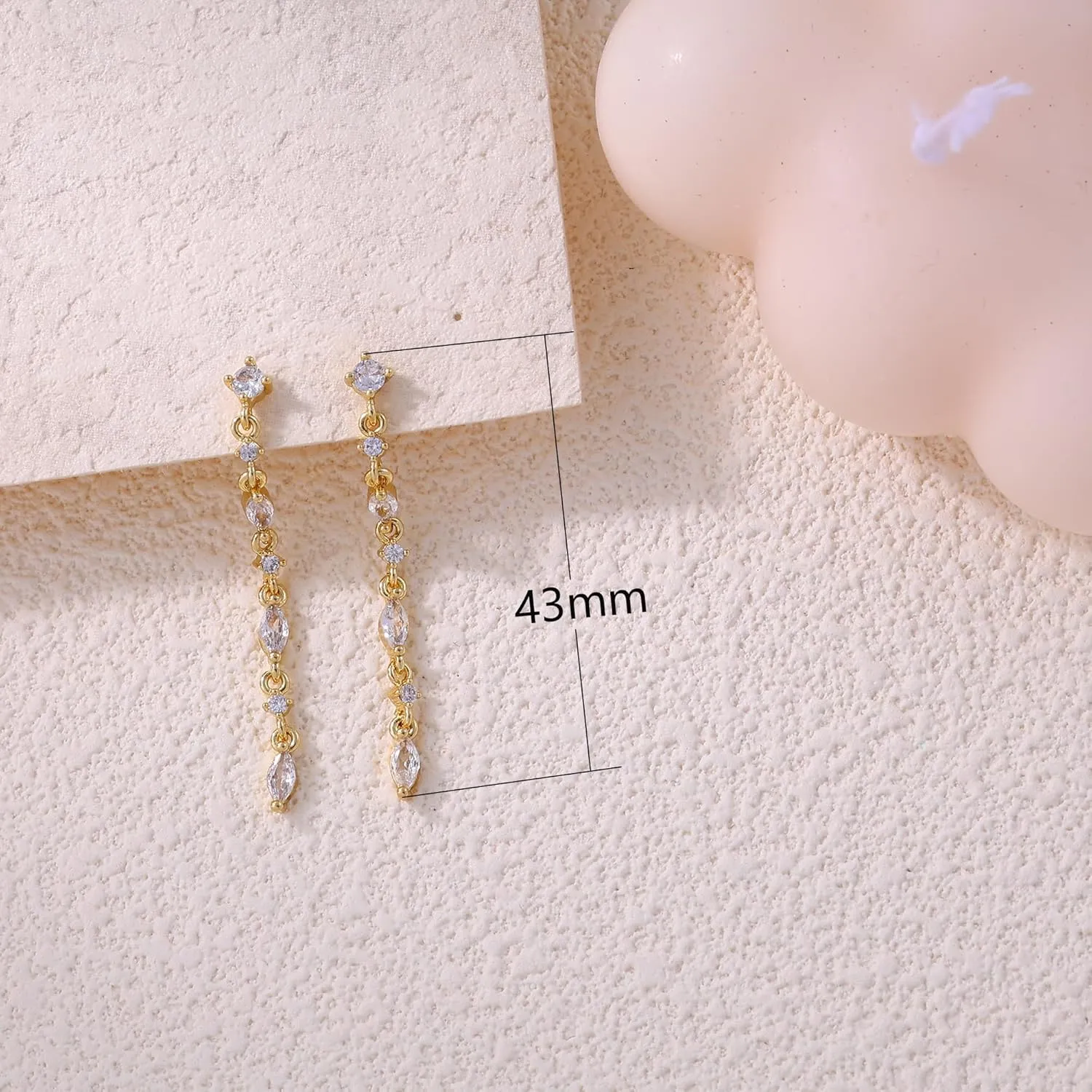 14K Gold Plated Butterfly Dangle Earrings for Women - Dainty, Trendy, Hypoallergenic CZ Drop Earrings - Simple Long Dangling Jewelry