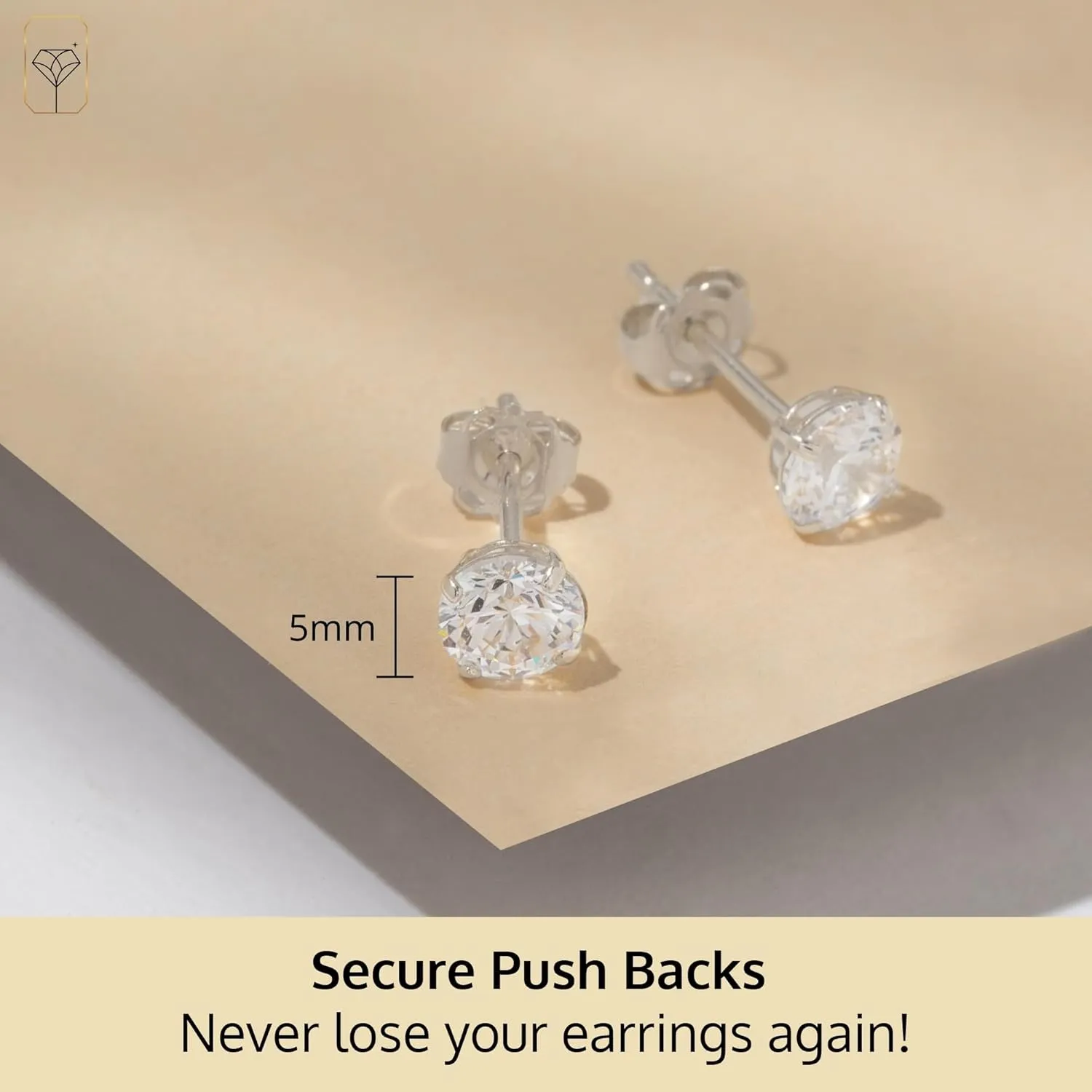 14k Gold Solitaire Round Cubic Zirconia Earrings Studs for Women & Men | Anti Tarnishing CZ Stud Earrings with 14k Gold Butterfly Pushbacks | 4MM-7.5MM by MAX   STONE