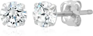 14k Gold Solitaire Round Cubic Zirconia Earrings Studs for Women & Men | Anti Tarnishing CZ Stud Earrings with 14k Gold Butterfly Pushbacks | 4MM-7.5MM by MAX   STONE