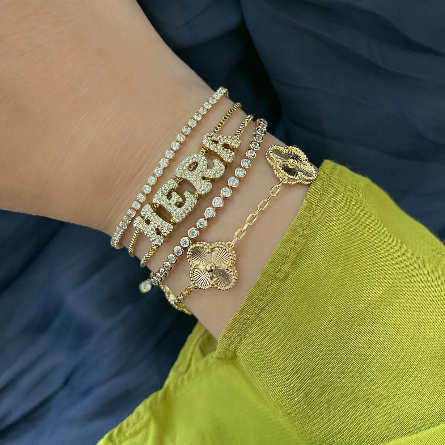 14k Gold Tennis Bracelet, Cubic Zirconia Classic Tennis Bracelet, Gold Link Bracelets For Women