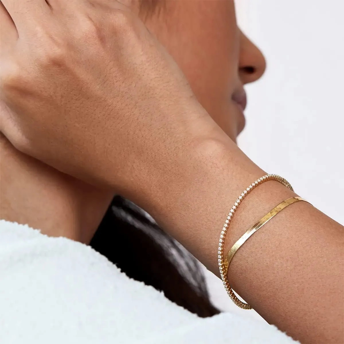 14k Gold Tennis Bracelet, Cubic Zirconia Classic Tennis Bracelet, Gold Link Bracelets For Women