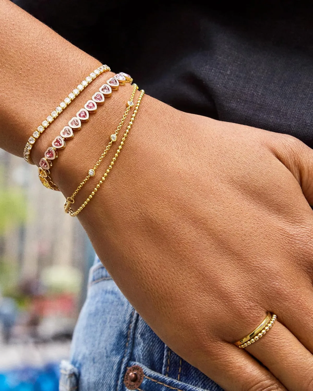14k Gold Tennis Bracelet, Cubic Zirconia Classic Tennis Bracelet, Gold Link Bracelets For Women