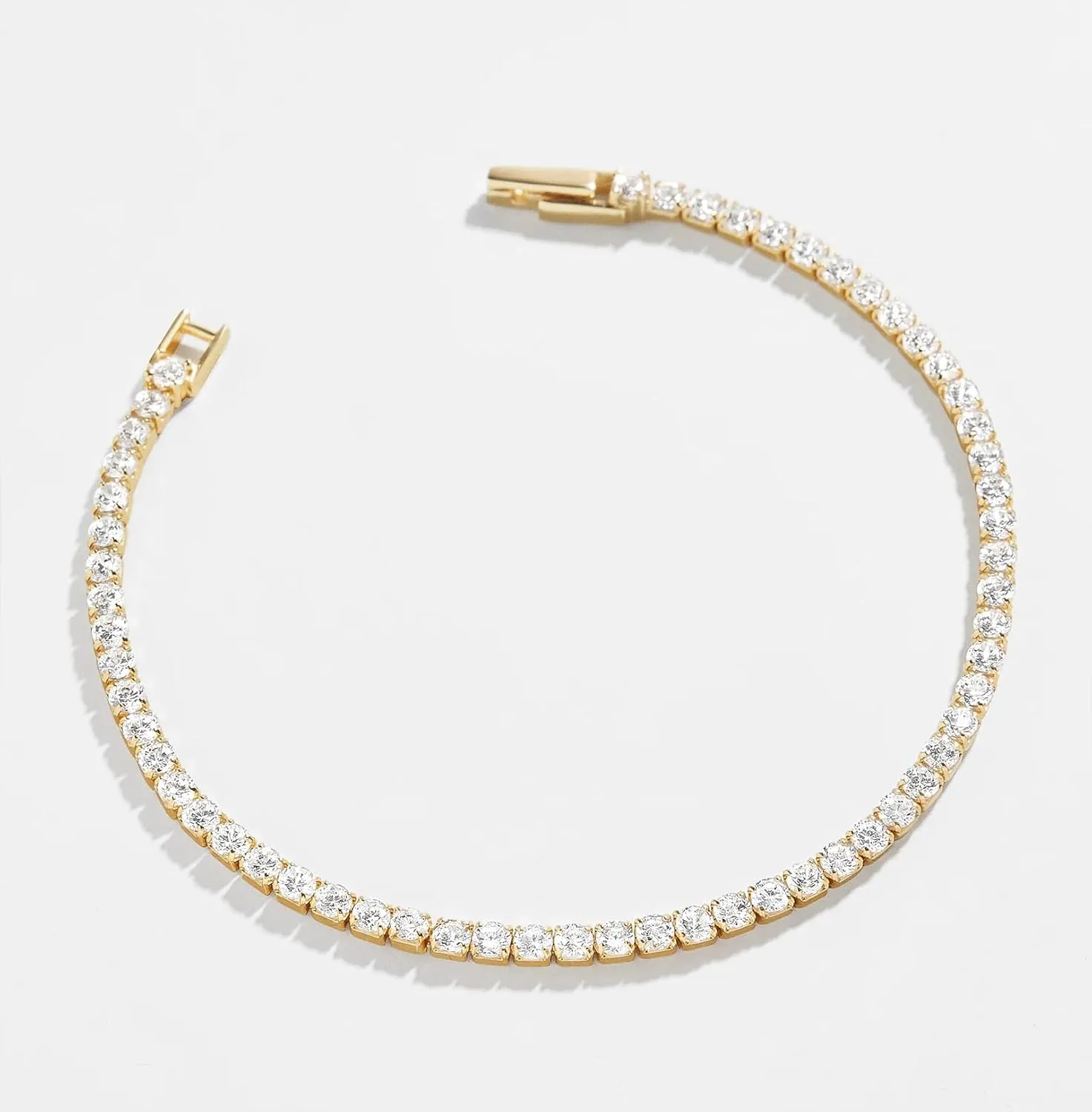 14k Gold Tennis Bracelet, Cubic Zirconia Classic Tennis Bracelet, Gold Link Bracelets For Women