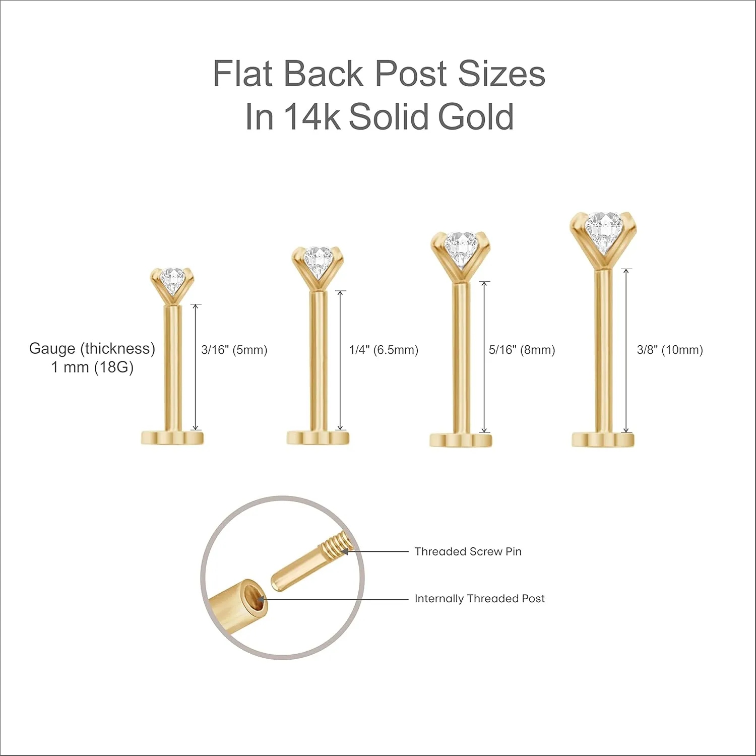 14K Solid Gold Trio Ball Flat Back Stud Earring Cartilage Earring Threaded Upper Lobe Tragus Helix Piercing Jewelry Nose Ring Trinity Triple Minimalist Earring for Upper Ear Piercings SINGLE or PAIR