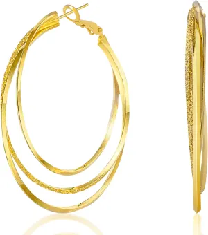 18K Gold Plated Hoop Earrings, Big Hoop Earrings for Women Large Gold/Silver Hoop Earrings Sparkly Hoops Earrings Hypoallergenic Lightweight Hoop Earrings Wedding Party Jewelry for Women