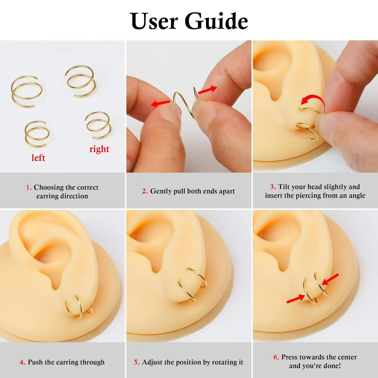 2 Pairs Black Hoop Earrings,Double Black Cartilage Earring for Single Piercing, Huggie Helix Piercing jewelry, Spiral Nose Ring, 316L Surgical Steel Faux Double Tiny Twist Earrings for Women