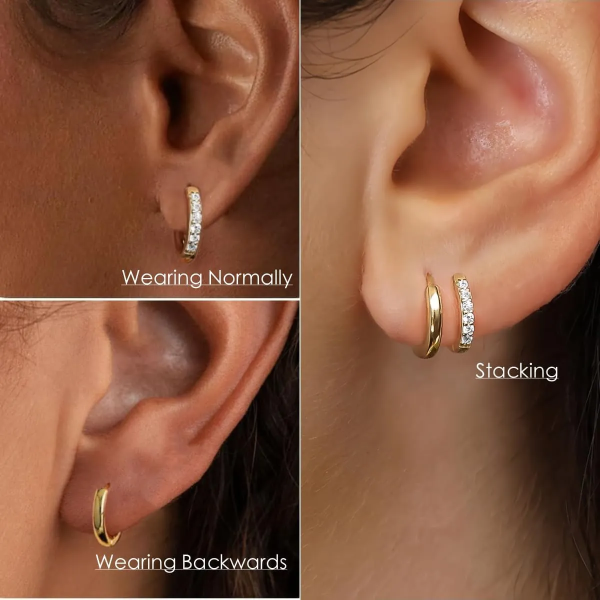 2 Pairs Gold Pearl Drop Earrings Set | 14k Gold Plated Bow Studs Pearl Dangle Reversible CZ Huggie Hoop Earrings For Women | Elegant Hypoallergenic Pearl Earrings Trendy Wedding Jewelry Gift For Women