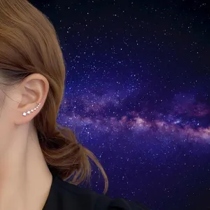 2 pairs Seven Star Diamond Stud Earrings, 7 Crystals Leaf Shape Ear Climber, Ear Cuff Climbing Earrings,Cuff Climbing Earrings for Women (2 pairs of gold)