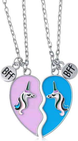 2 Pieces Half Heart Bff Necklace Friendship Necklace for Women Men Friends Birthday Gifts