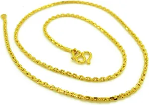 24k Thai Yellow Gold Plated Thin Chain Necklaces 18 inch Long Mini Cross Chain 2 mm Fashion Jewelry