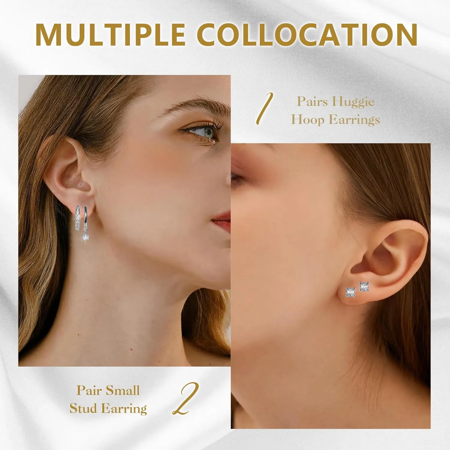 3 Pairs Gold Hoop Earrings Set for Women, Dainty Stud Earrings 14K Gold Plated Dangle Stack Cartilage Hypoallergenic Huggie Hoop Earrings Gold Silver Jewelry Gifts