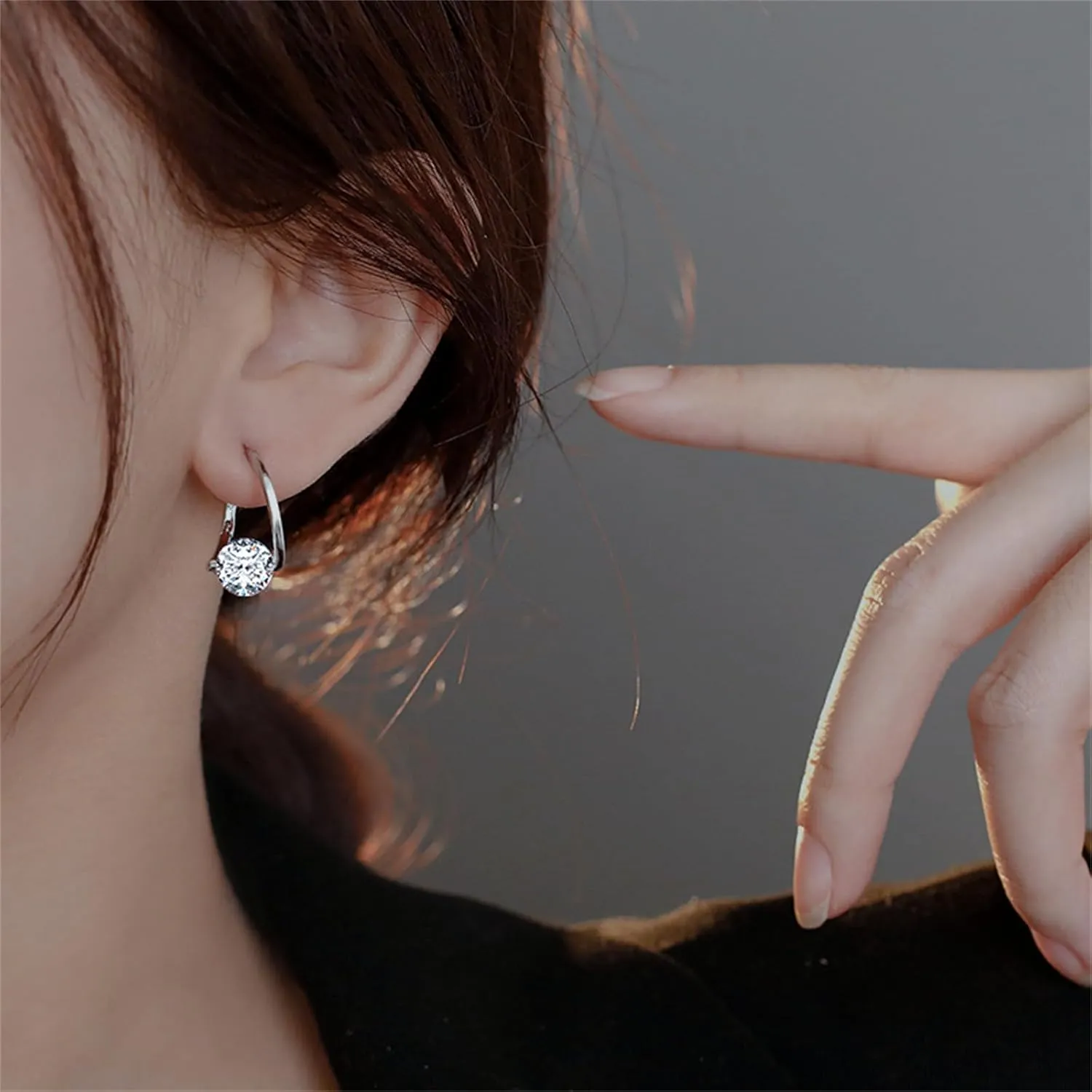 3 Pairs Lymphvity Germanium Earrings Crystal Ball Hoop Earrings for Women Creative Colorful Irregular Rhinestone Cubic Zirconia Lucky Round Ball Dangle Earrings for Lymphatic Drainage Jewelry Gifts