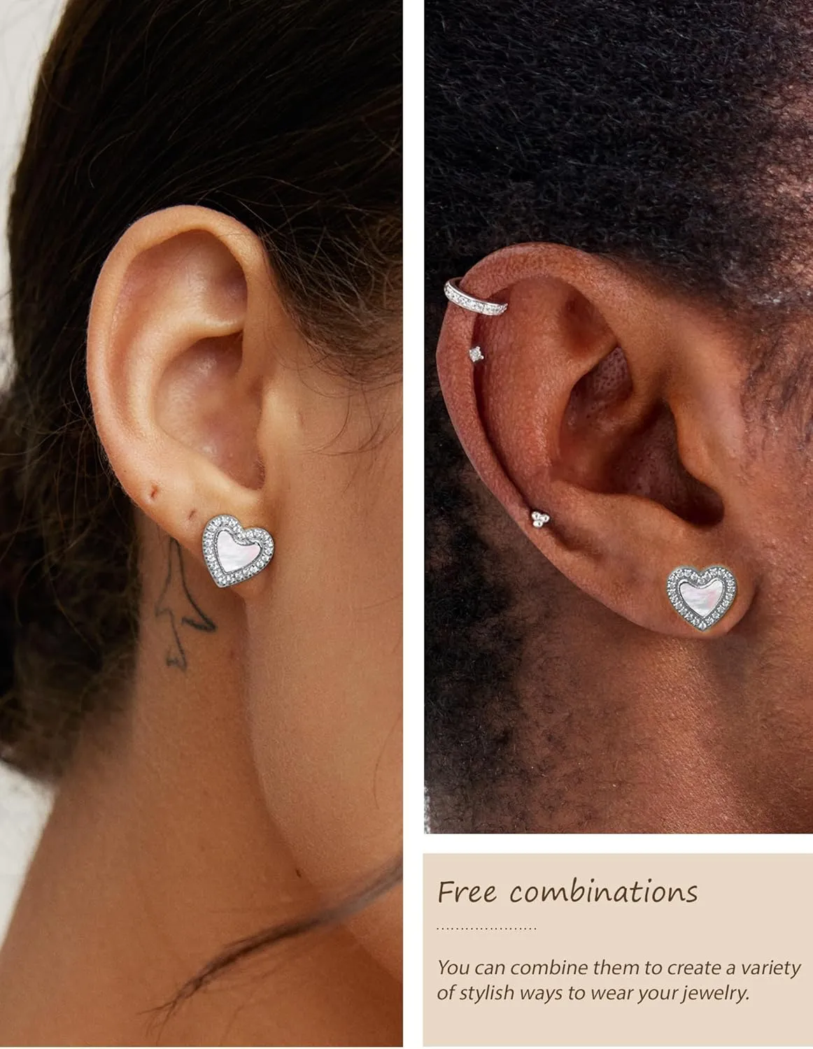 3 Pairs Shell Earrings for Women, Gold Plated Cubic Zirconia Star, Heart, Round, Hypoallergenic 316L Stainless Steel, Elegant Beach Earrings, Perfect Valentines Day, Christmas, and Mothers Day Gift