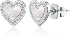 3 Pairs Shell Earrings for Women, Gold Plated Cubic Zirconia Star, Heart, Round, Hypoallergenic 316L Stainless Steel, Elegant Beach Earrings, Perfect Valentines Day, Christmas, and Mothers Day Gift