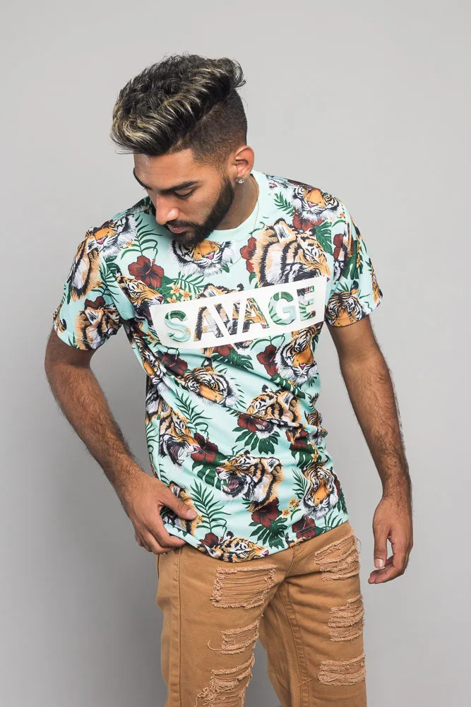 3D Savage Tiger Print T-Shirt