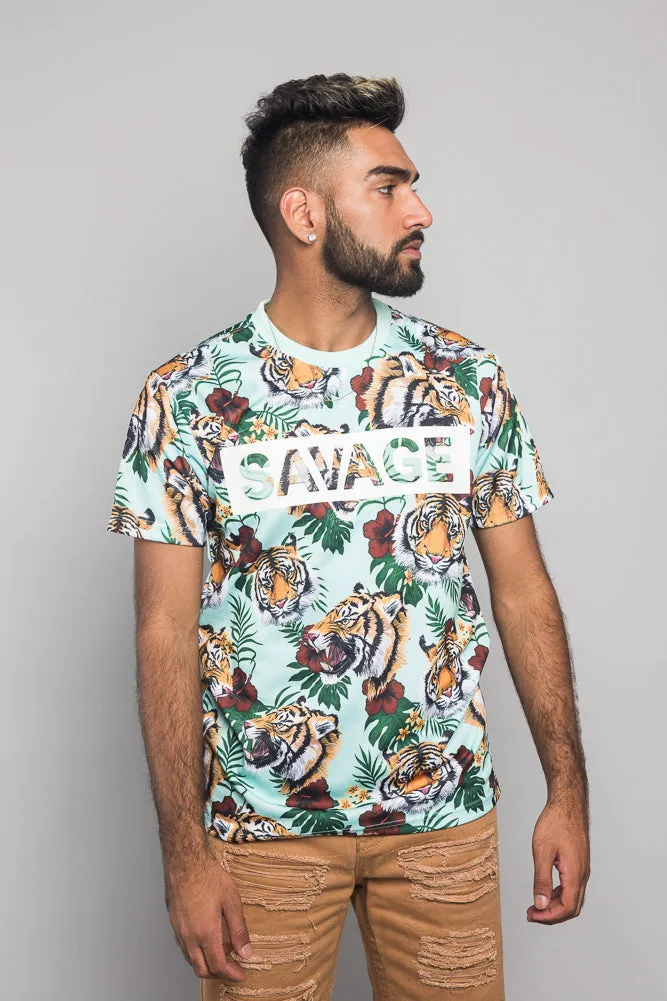 3D Savage Tiger Print T-Shirt