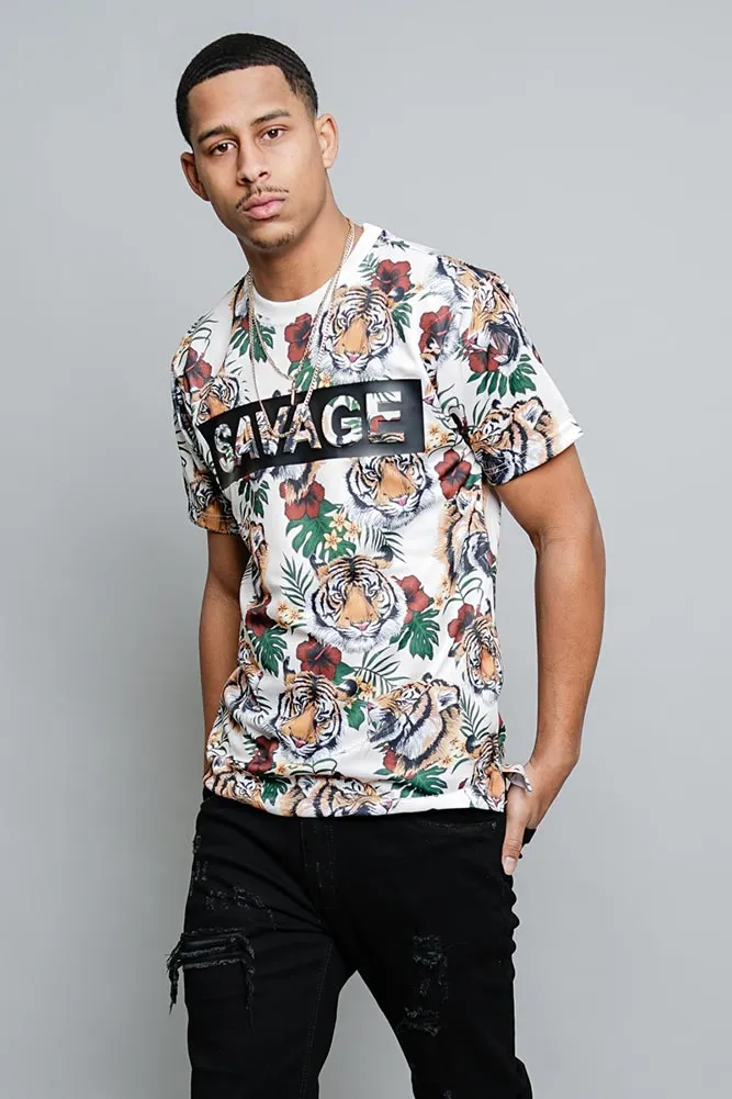 3D Savage Tiger Print T-Shirt