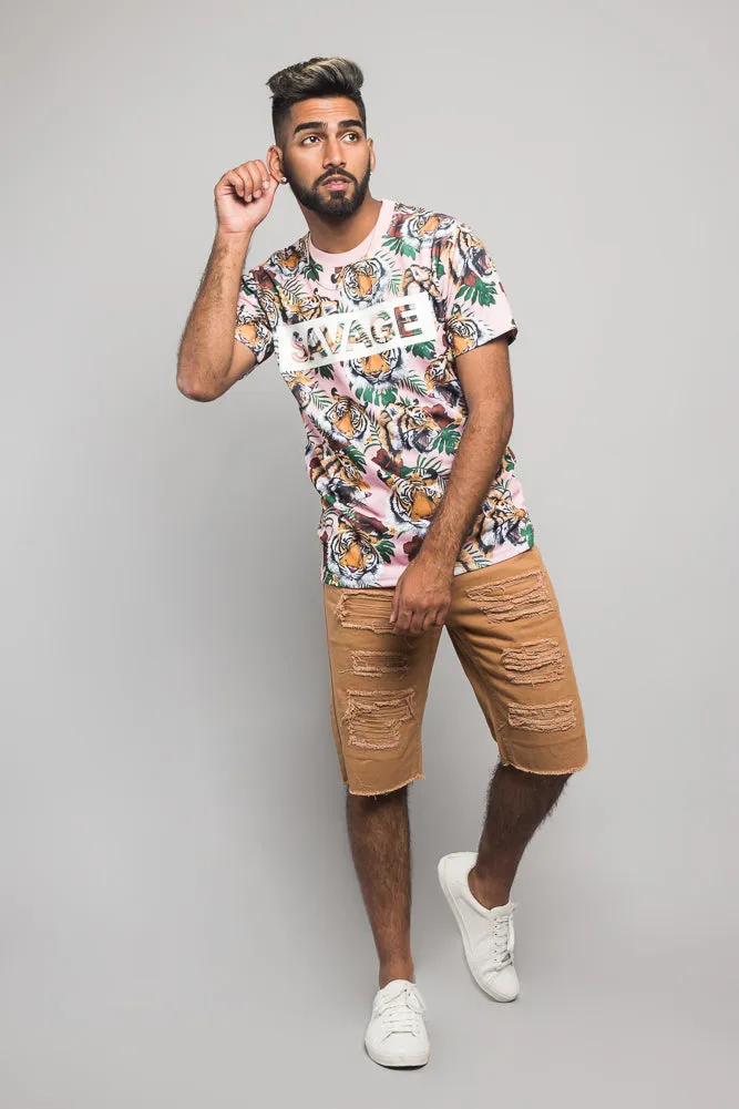 3D Savage Tiger Print T-Shirt