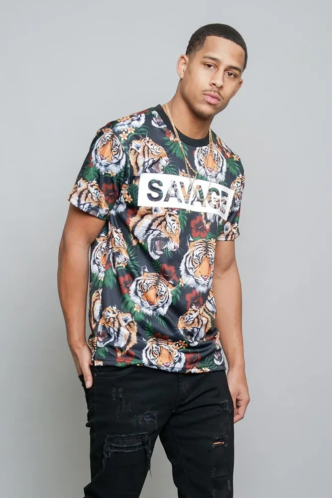 3D Savage Tiger Print T-Shirt