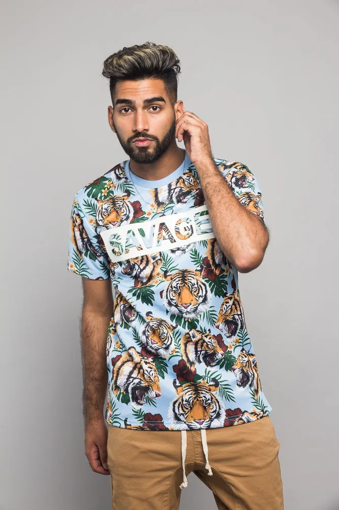 3D Savage Tiger Print T-Shirt