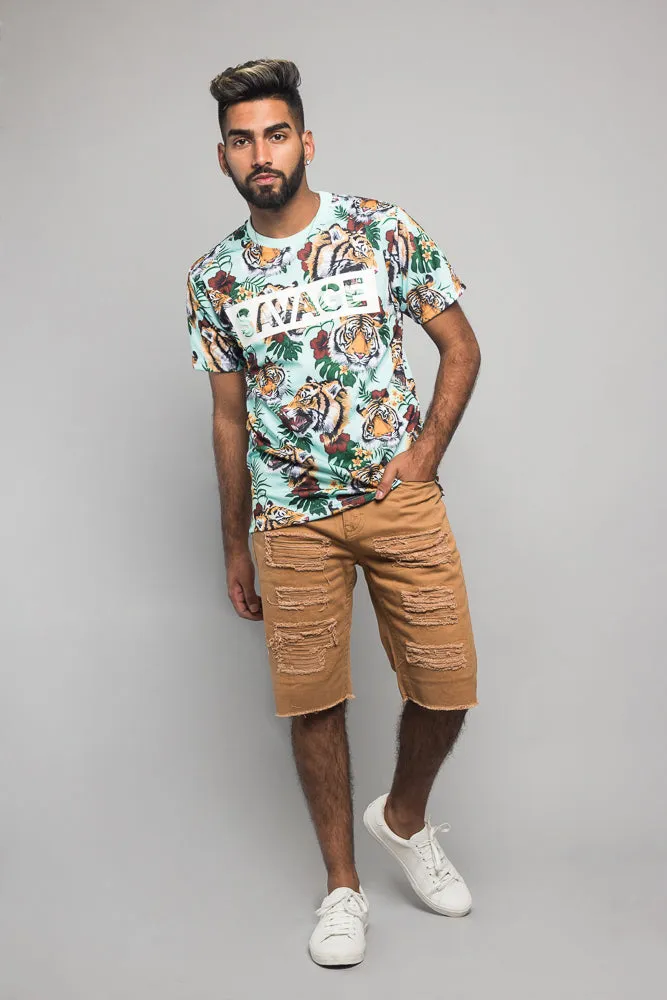 3D Savage Tiger Print T-Shirt