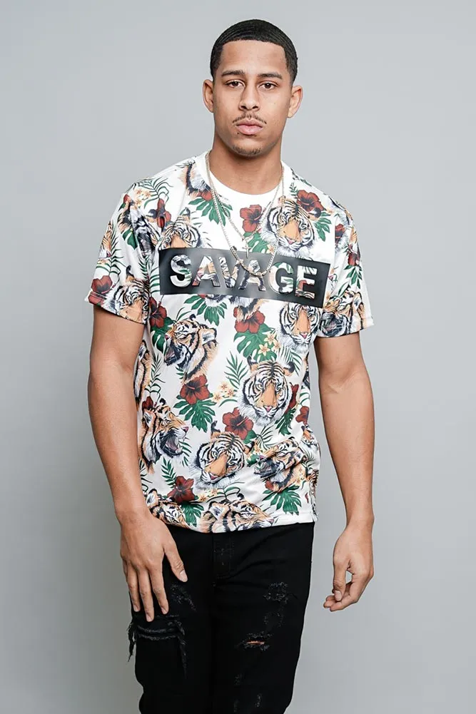 3D Savage Tiger Print T-Shirt
