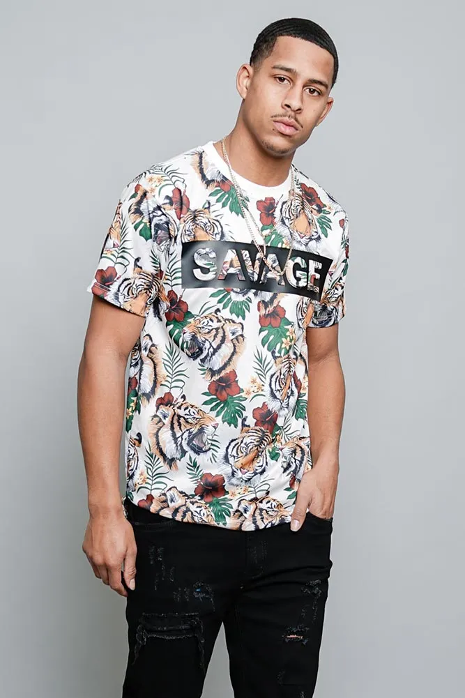 3D Savage Tiger Print T-Shirt