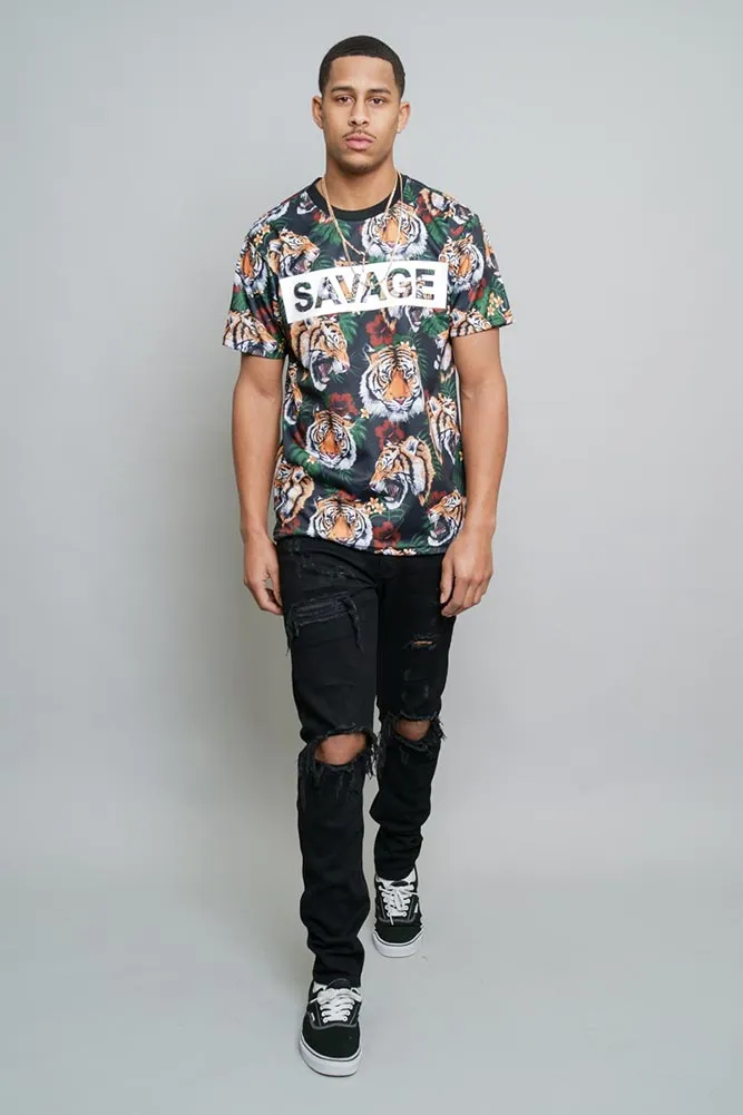 3D Savage Tiger Print T-Shirt