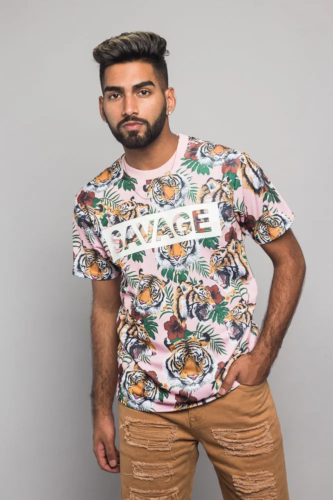 3D Savage Tiger Print T-Shirt