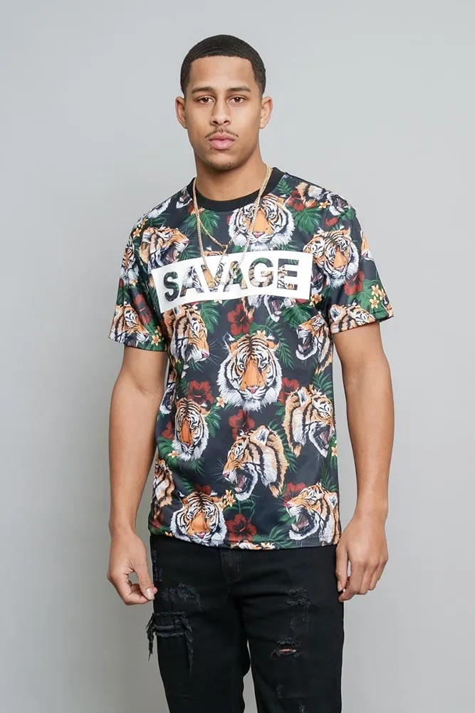 3D Savage Tiger Print T-Shirt