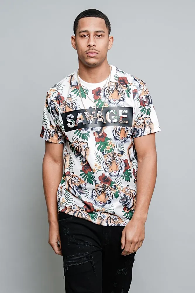 3D Savage Tiger Print T-Shirt