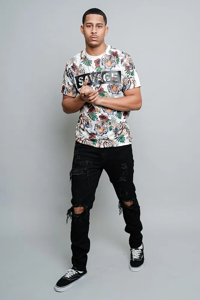 3D Savage Tiger Print T-Shirt