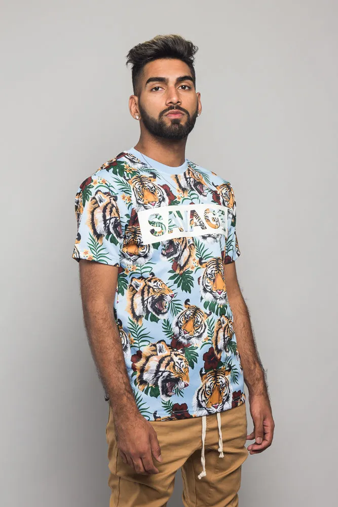 3D Savage Tiger Print T-Shirt