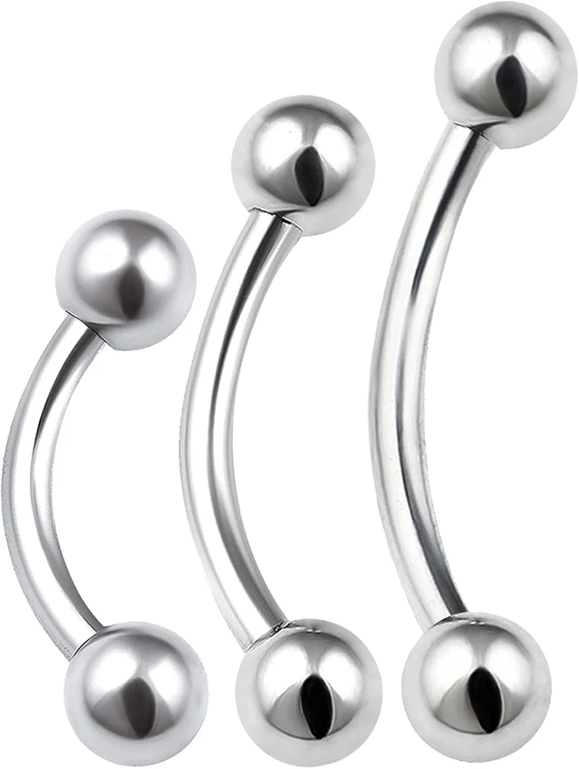 3pcs 18g 1mm small gauge curved barbell banana Surgical Steel Rook Conch Labret Helix Lip Ring Tragus Eyebrow Cartilage Ball