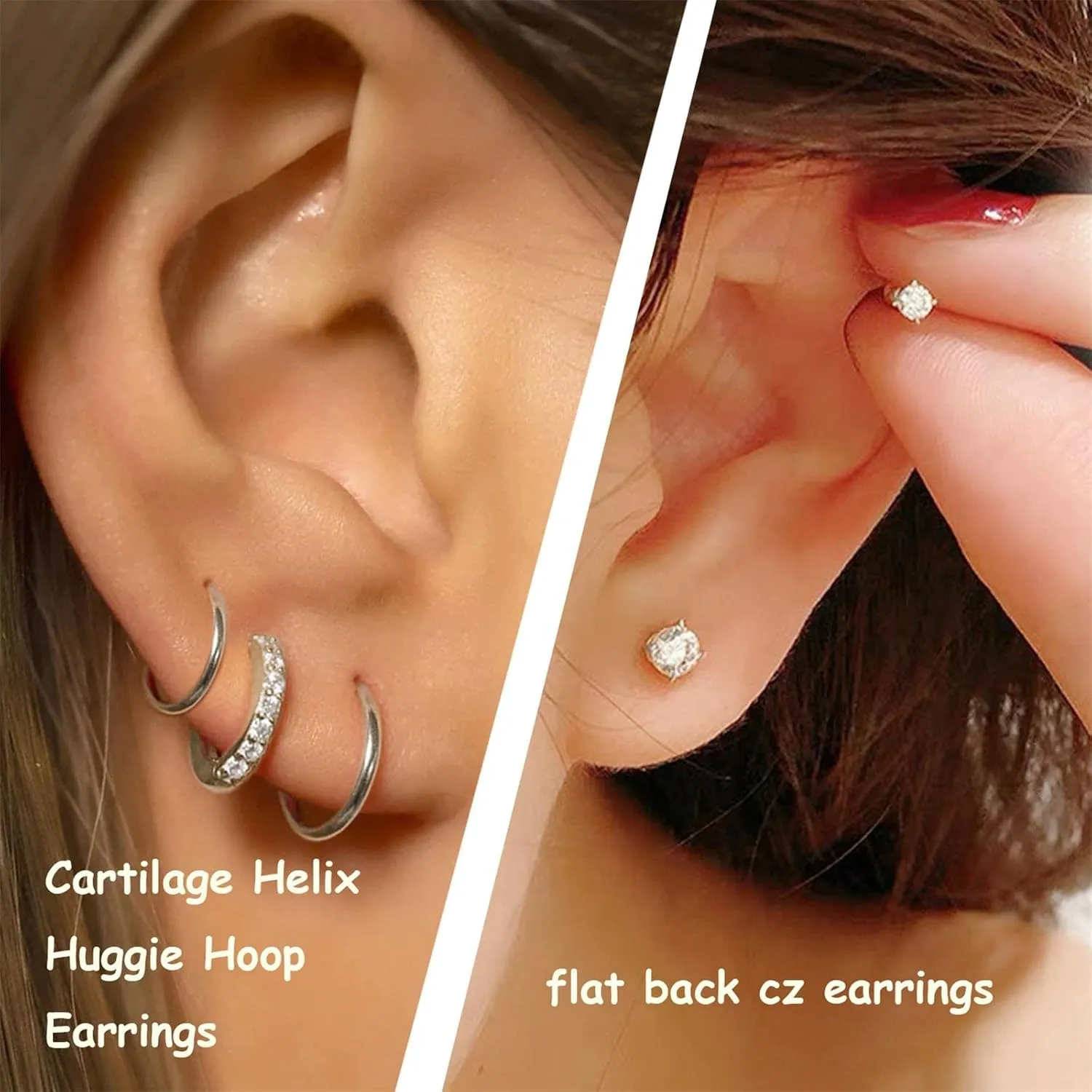 6 Pairs Gold Hoop Earrings for Women Girls,14K Gold Plated Lightweight Hypoallergenic Small Stud Hoop Earrings for Women Gift