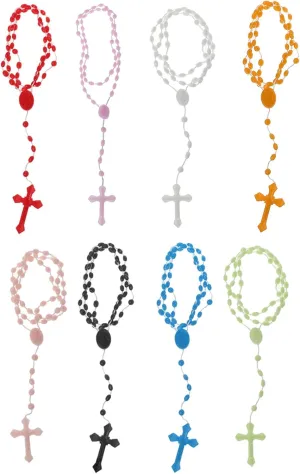 8 Colors Plastic Noctilucent Necklace Rosary Beads Luminous Necklace Catholicism Prayer Religious Jewelry for Daily Wear White
