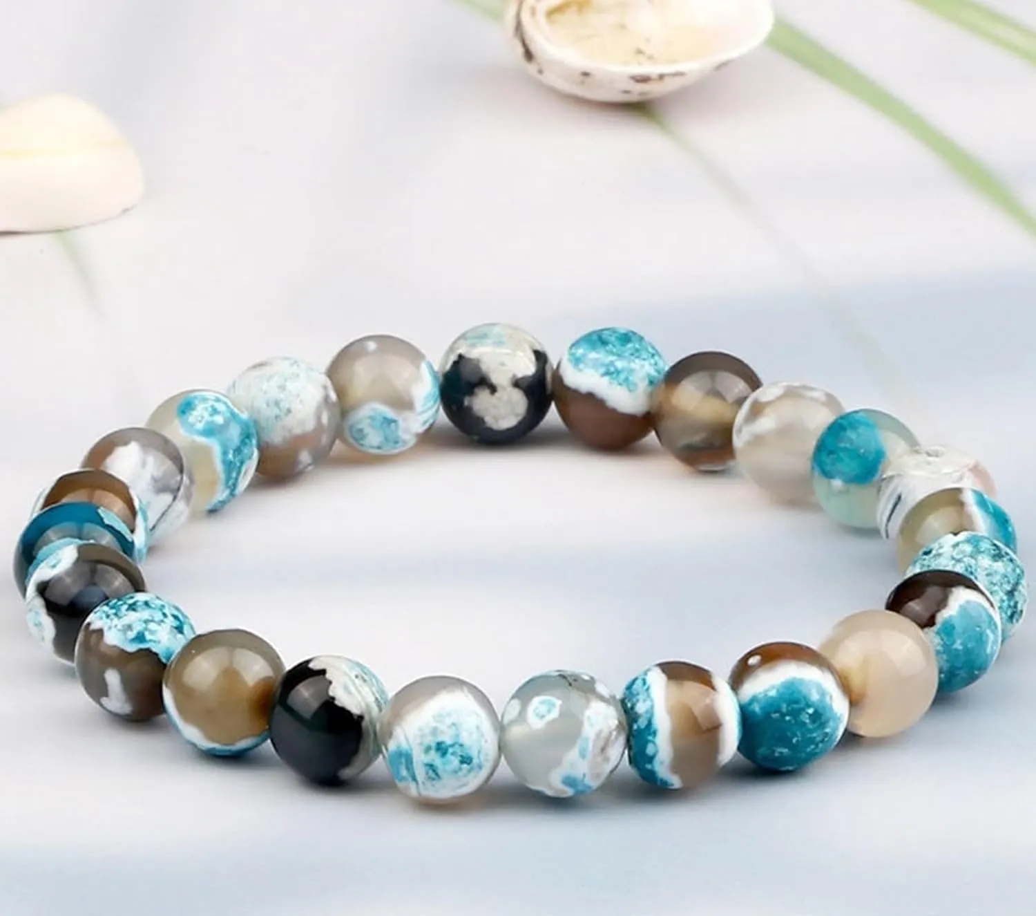 8mm Stone Bracelets Natural Raw Amethyst Stone Bracelet Nature Stones Yellow Brown Round Beads Braided Elastic 17cm x 7mm 1PCS for Prom