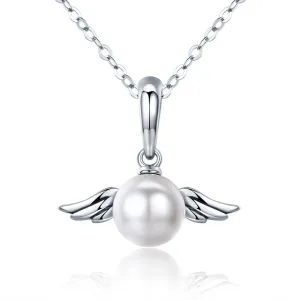 925 Sterling Silver Angel Wing Pendant With Shell Bead Charm For Diy Bracelets Style - Pendent   Necklace