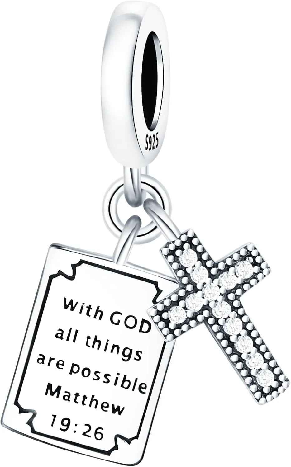 925 Sterling Silver Beads for Bracelets & Necklaces, Bible Cross Book Charms, Birthday Graduation Jewelry Gifts for Women Men Lover