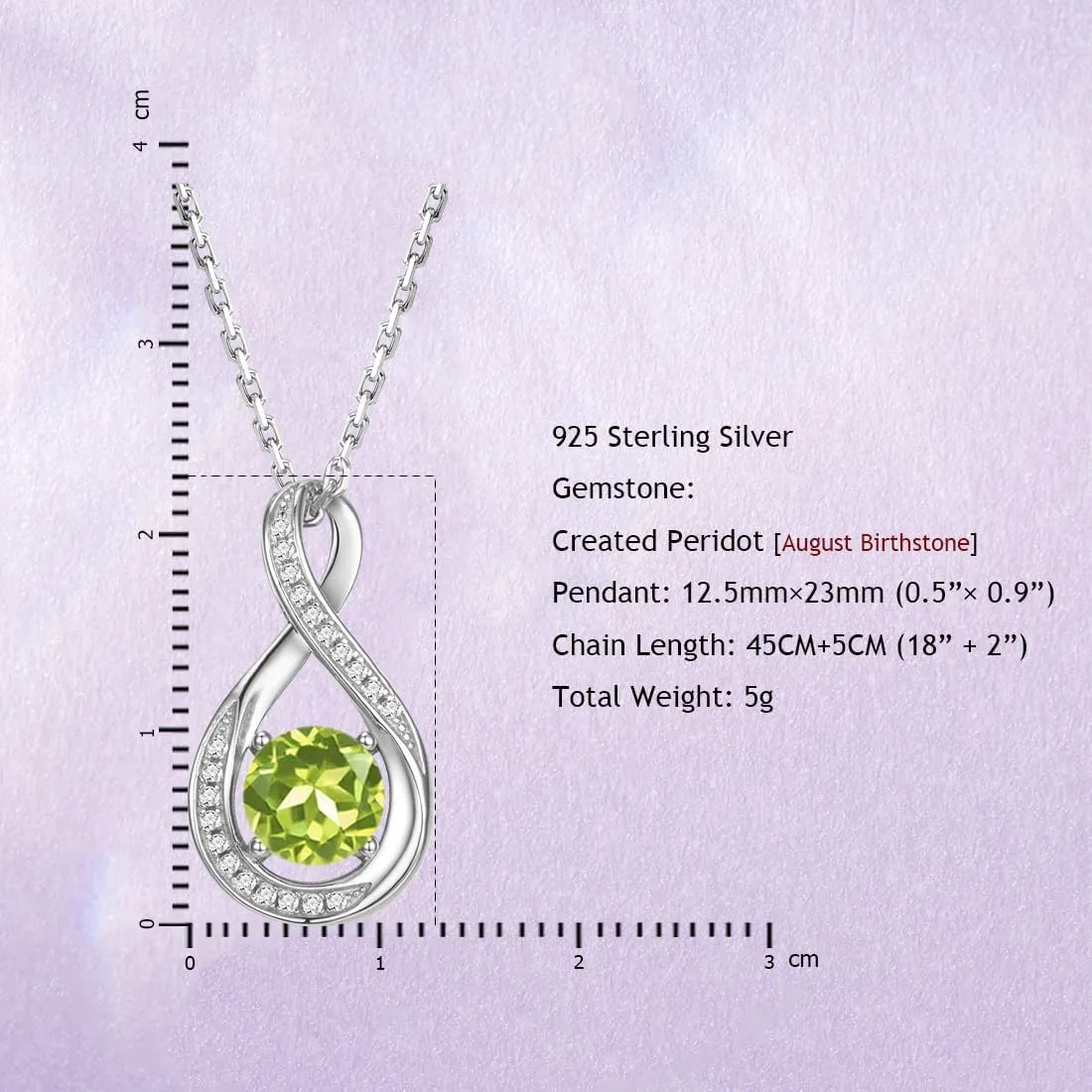 925 Sterling Silver Birthstone Necklace for Women Infinity Necklaces Birthday Anniversary Mothers Day Fine Jewelry Gifts for Mother Women, Adjustable Chain