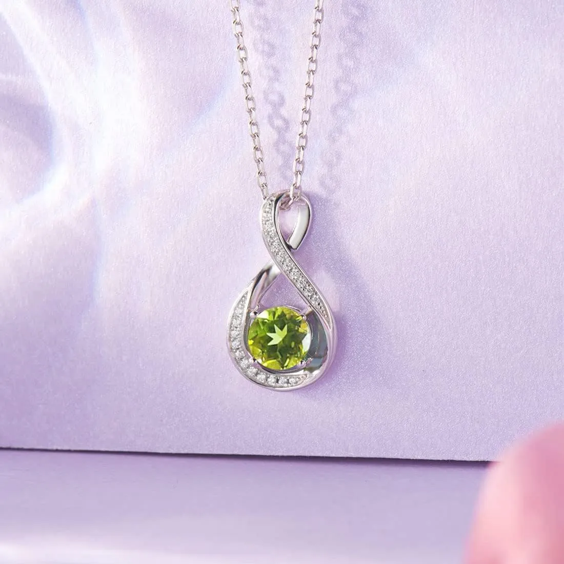 925 Sterling Silver Birthstone Necklace for Women Infinity Necklaces Birthday Anniversary Mothers Day Fine Jewelry Gifts for Mother Women, Adjustable Chain