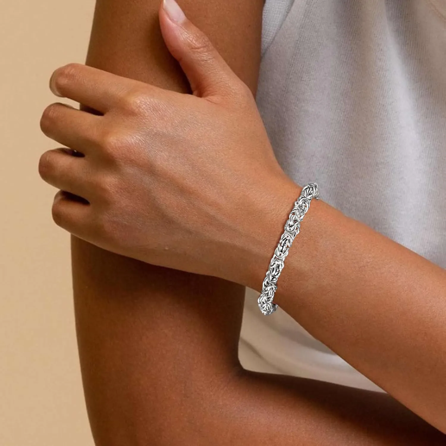 925 Sterling Silver Byzantine Bracelet for Women Handmade Jewelry Gifts for Her